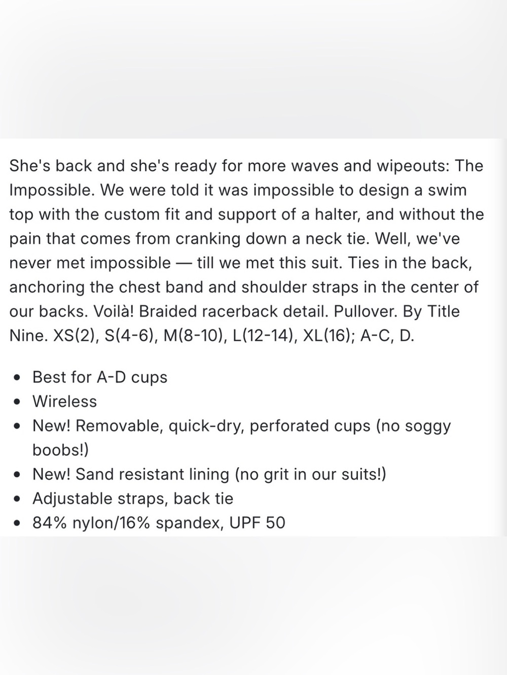 NWT- Title Nine ‘Impossible’ Bikini Top - Picture 3 of 6